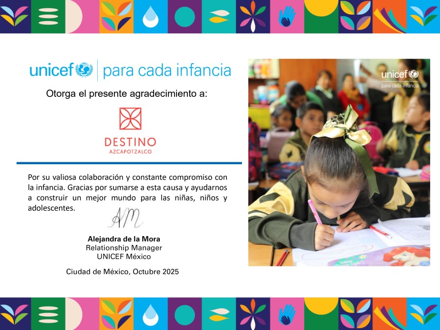 UNICEF reconoce a Destino Azcapotzalco